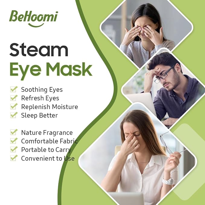BeHoomi Steam Eye Mask, Self Heating Disposable SPA Warm Compress - Image 3