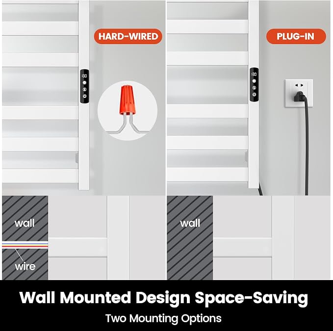Tower Warmer Rack, 6 Bars Stainless Steel Wall Mounted Electric Heated Towel - Image 6