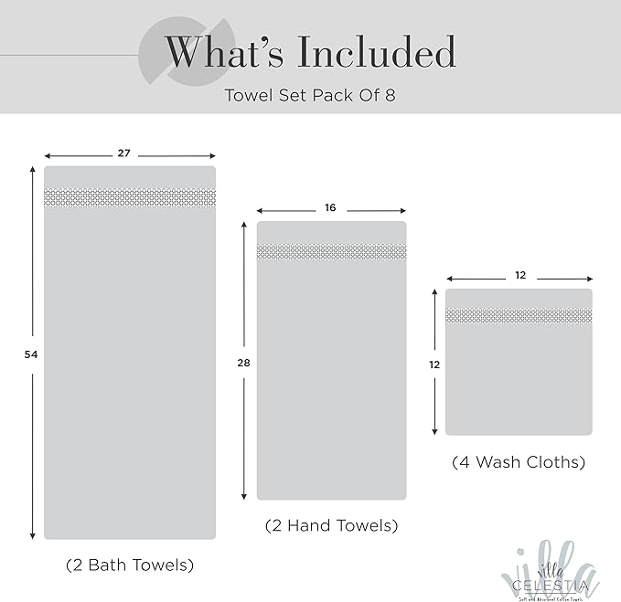 100% Combed Cotton Bathroom Towel Set of 8- 2 Bath Towels, 2 Hand Towels - Image 5