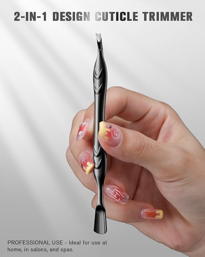 FERYES Cuticle Pusher with Fork, 2-in-1 Cuticle Trimmer Nail Care Tool - Image 6
