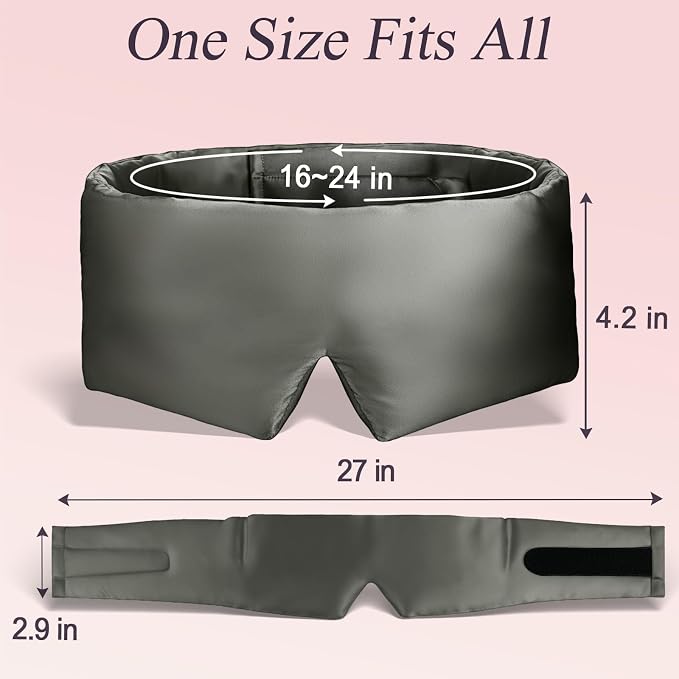 Silk Sleep Eye Mask for Side Sleeper Men Women, Eye Mask Sleeping 100% 22 Momme - Image 3