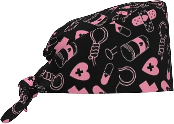 Working Cap Scrub Caps with Sweatband Adjustable Tie Back Hat Nurse Surgical by Unknown