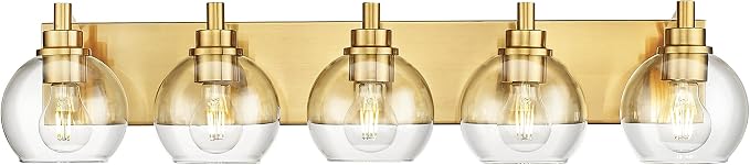 Bathroom Light Fixtures, 5 Light Brushed Gold Vanity Light, 32 Inch Modern Wall by Metwet