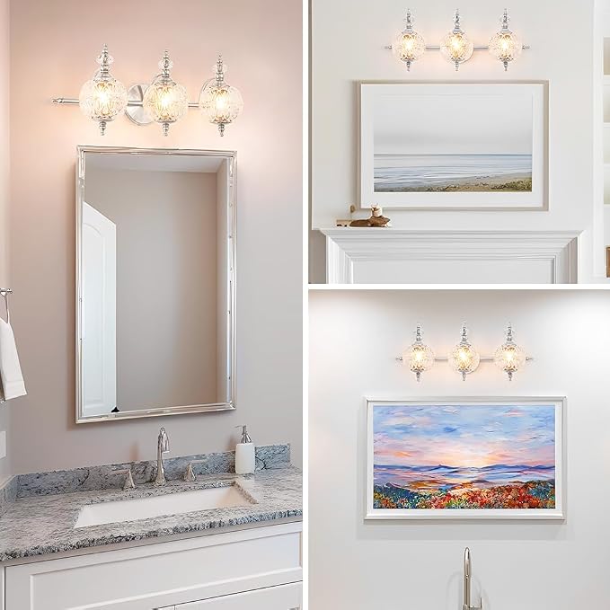 Brushed Nickel Bathroom Vanity Light Fixture Vintage Style - Image 4
