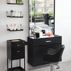 Modern Styling Station for Hair Stylist, Wooden Hair Salon Station Storage - Image 2