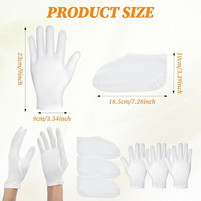 6 Pairs Moisturizing Socks Gloves Set, Spa Foot Moisturizer Socks & Cotton - Image 2