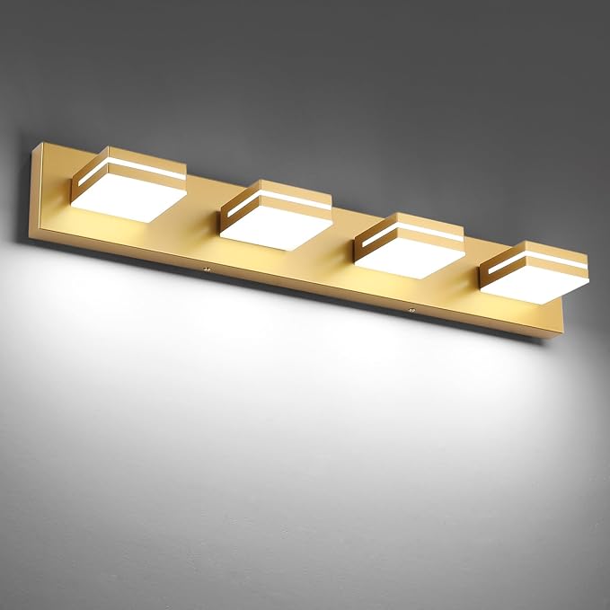 SineRise LED Modern Bathroom Vanity Light Fixtures, Matte Gold Modern Acrylic by SINERISELIGHTING