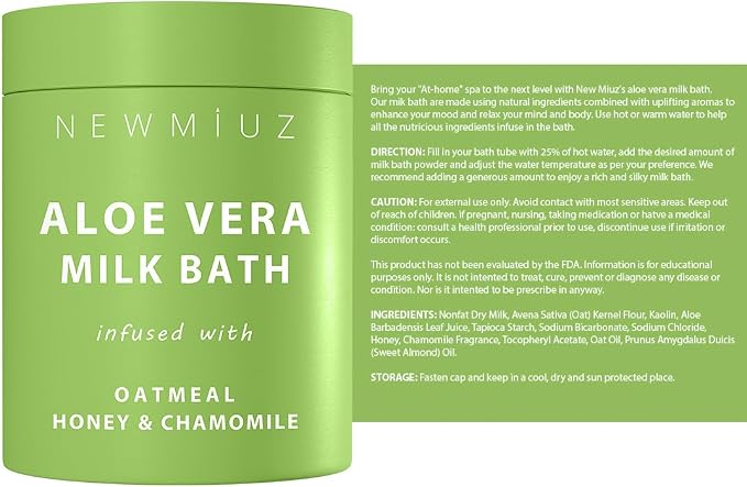 Creamy Oats Milk Bath Soak Hydrate Moisturize Soften Skin Aloe Vera Honey - Image 8