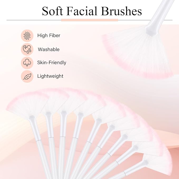 9 Pieces Facial Fan Mask Brushes, Soft Facial Applicator Brushes Tools - Image 4