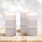 Set of 3 Scented Candles 3" x 6" Creamy Coconut Scented Hand Poured Grey White - Image 9
