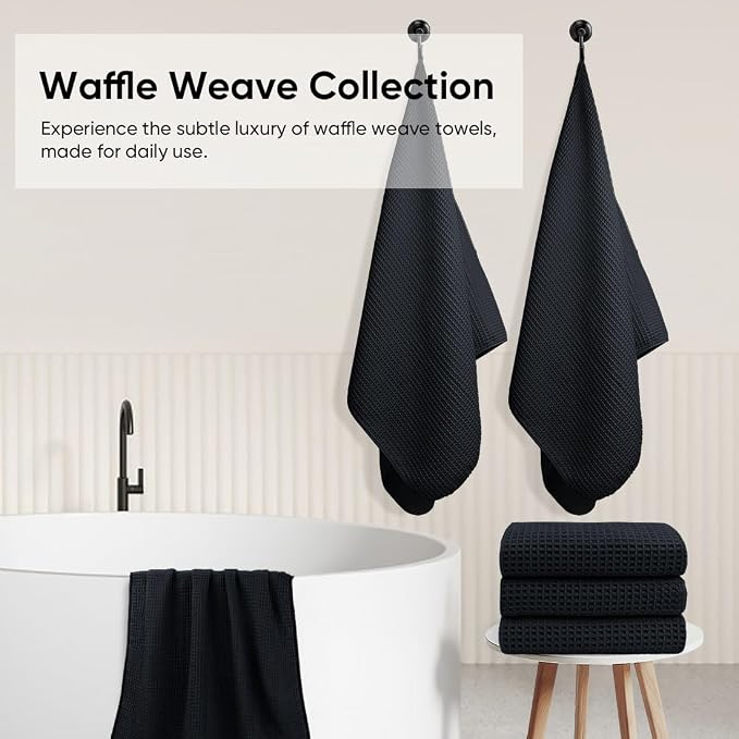 HOMEXCEL Waffle Bath Towels Set 4 Pack, Premium Microfiber Bathroom Towels - Image 5