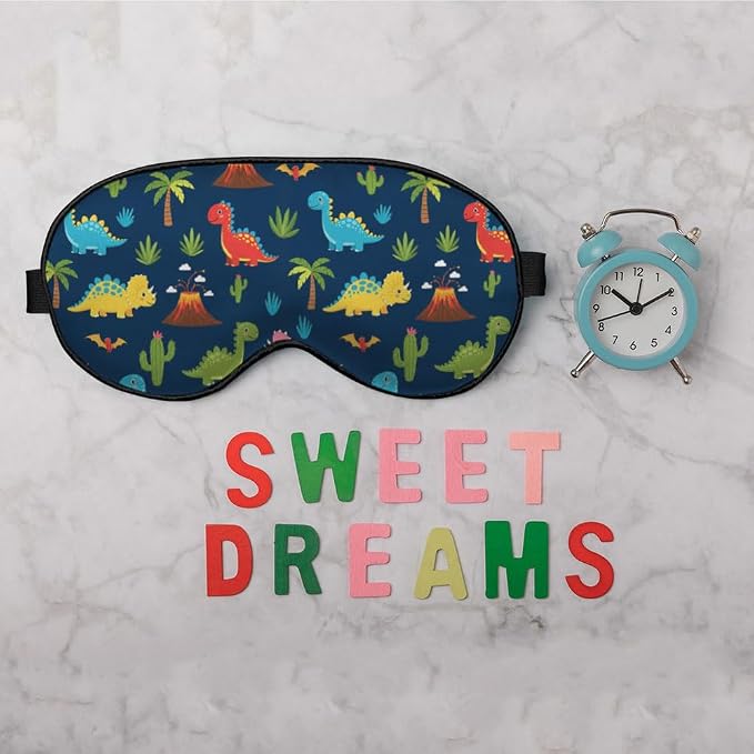 Cute Dinosaurs Sleep Eye Mask Children Print Palm Tree Animal Green Blue Red - Image 6