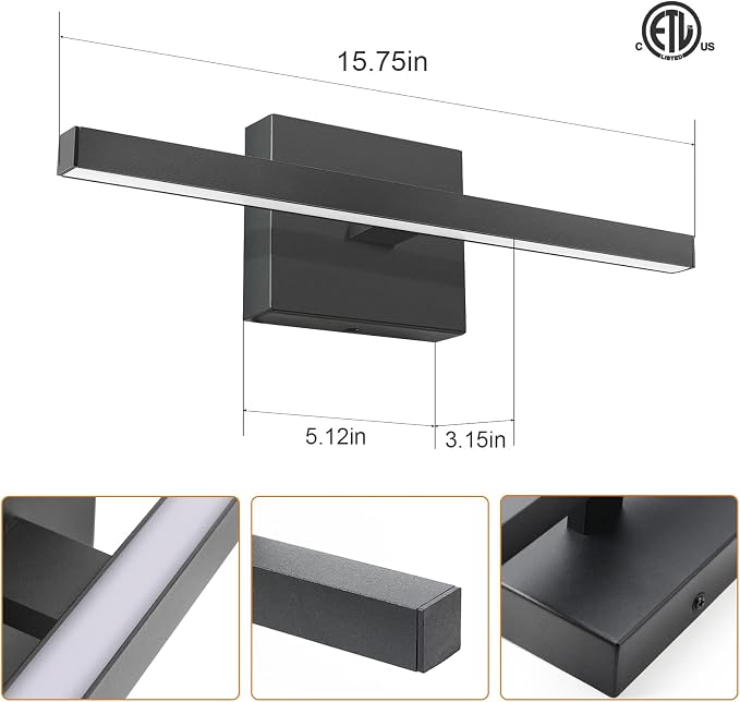 VOLISUN Modern Bathroom Vanity Light 15.7 inch, 12W Dimmable 5CCT Led Bathroom - Image 6