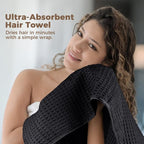 HOMEXCEL 2 Pack Large Microfiber Hair Towels Waffle Weave- 40 x 26.5 inches - Image 4