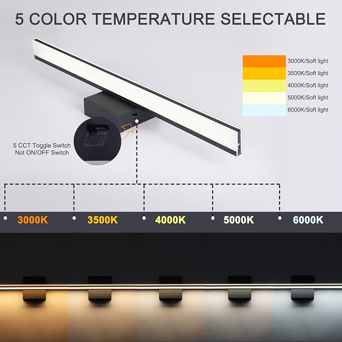 Vanity Light for Bathroom Lighting Fixtures Over Mirror 24 Inch Dimmable 5CCT - Image 2