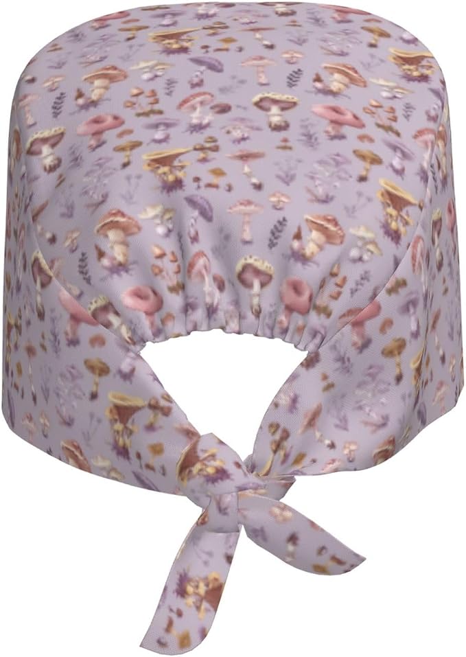 Scrub Cap for Women and Men Boho Black Leaf Pattern Adjustable Breathable - Image 8