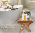 Folding Bamboo Stool for Shower, Leg Shaving and Foot Rest, Natural Bamboo - Image 3
