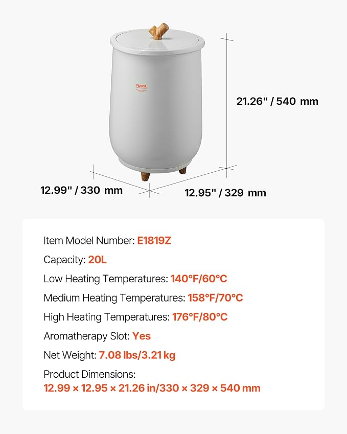 VEVOR Towel Warmer Bucket, 20L Large Towel Warmer - Image 7