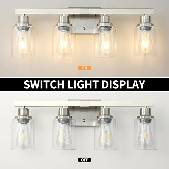Bathroom Vanity Light, 4-Light Nickel Modern Matte Wall Sconce Lighting - Image 5