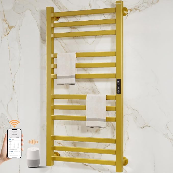 ENZE Smart Heated Towel Rack, 12-Bar Wall-Mounted Electric Towel Warmer 320W by ENZESMART