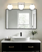 New Bathroom Vanity Light Fixtures 3 Lights Brushed Nickel Glass Shade Modern - Image 2