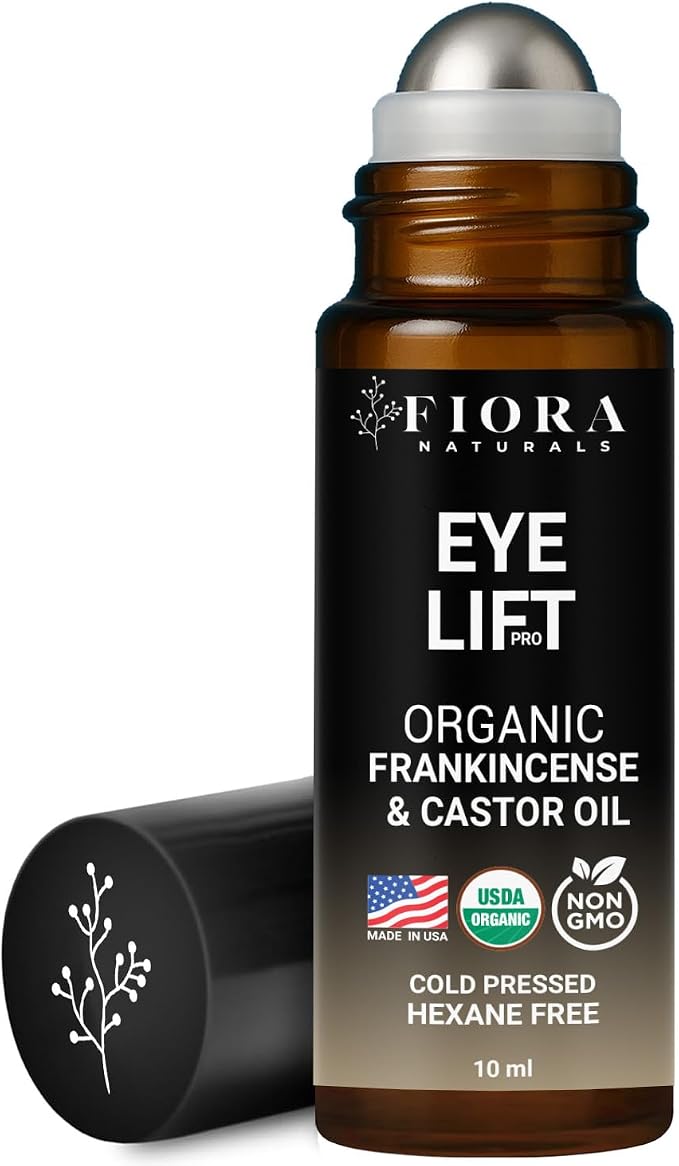 Organic Castor Oil and Frankincense Roll On – 100% Pure Hexane Free Eye Oil by FioraNaturals