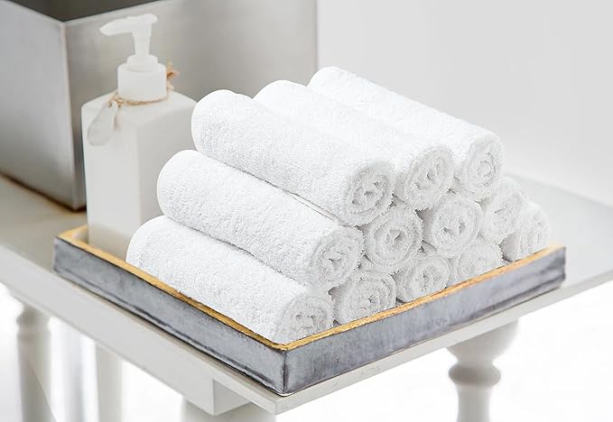 Avalon Towels Cotton Washcloths 24-Pack – 12 x 12 Inch White Super Soft & - Image 4