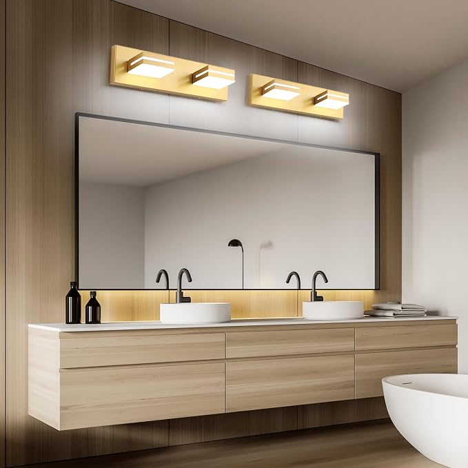 SineRise LED Modern Bathroom Vanity Light Fixtures, Matte Gold Modern Acrylic - Image 9