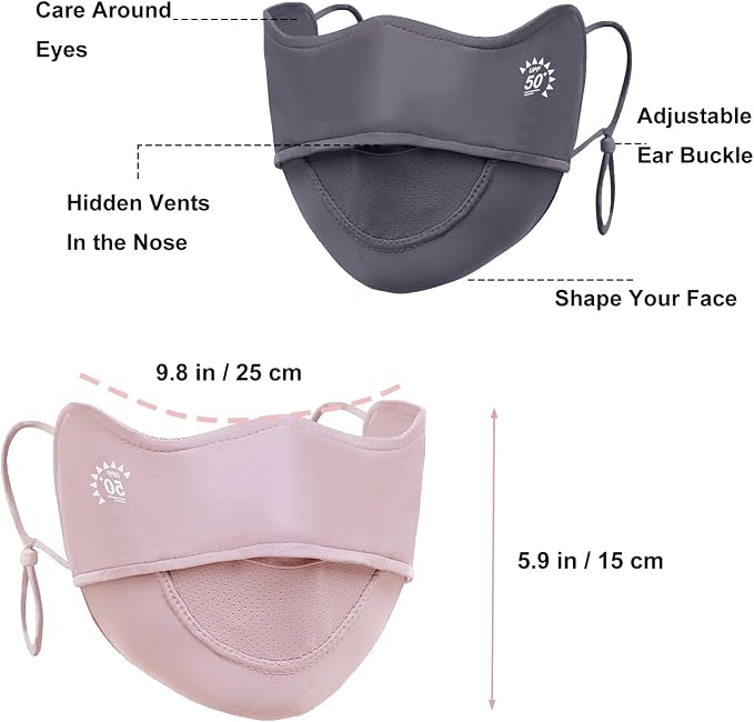 2Pcs UV Face Mask, Sun Masks for Women, Cooling Breathable Face Cover for - Image 5