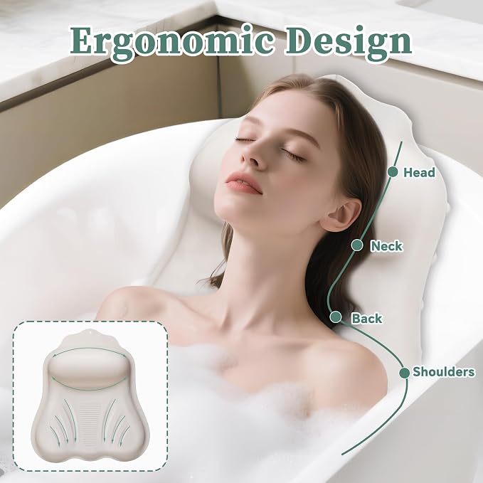 Luxury Silicone Bath Pillow for Tub, New Cloud-Soft 4D Air-Cushion Bathtub - Image 2