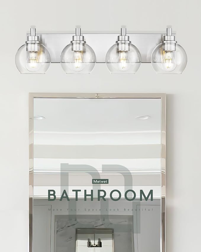 Bathroom Light Fixtures, 4 Light Brushed Nickel Vanity Light, 26 Inch Modern - Image 7