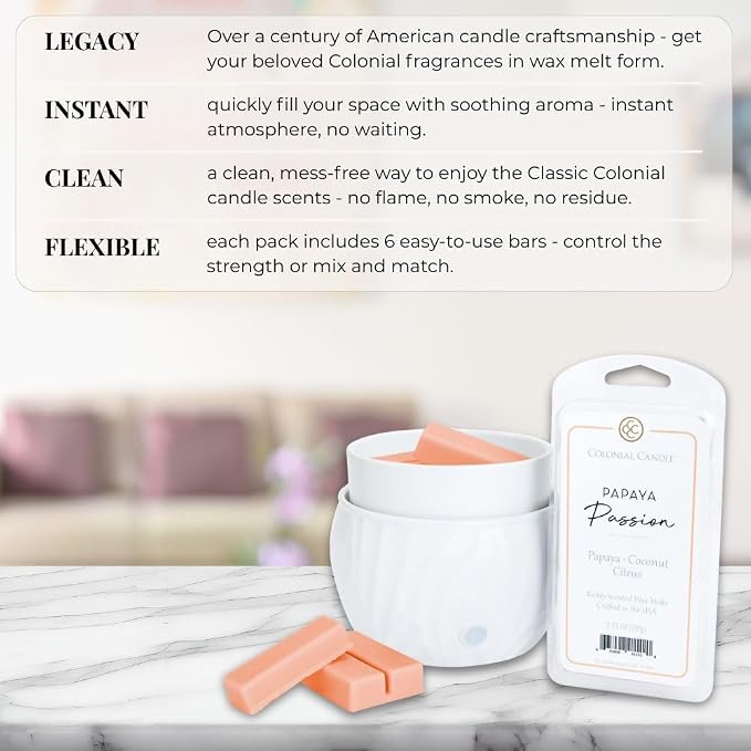 Colonial Candle Papaya Passion Scented Wax Melts, Wax Melt Warmer Cubes - Image 5