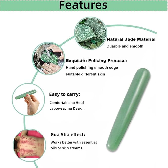 Gua Sha Massage Tools Jade Manual Stick Deep Tissue Natural Facial Tool - Image 3