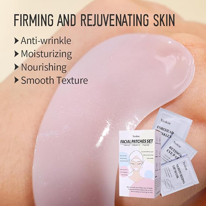 Yeokoe Forehead Wrinkle Patches, Under Eye Patches and Lip Mask 30 PCS. Face - Image 8