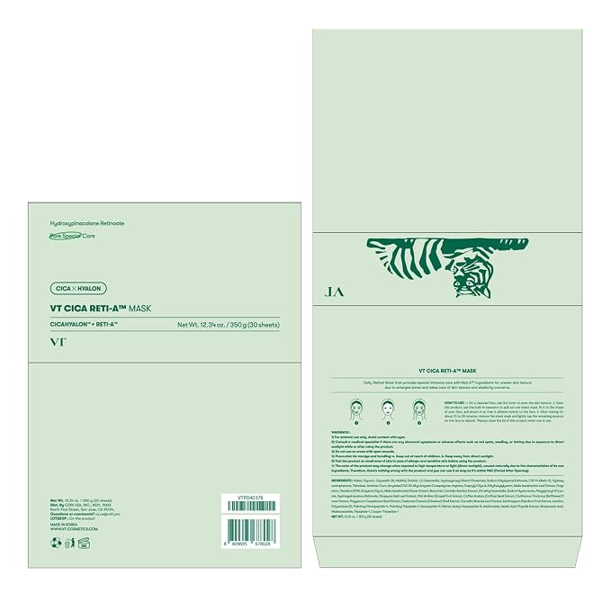 VT COSMETICS CICA Reti-A Daily Mask 30 Sheets, Retinol Complex - Image 7