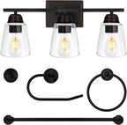 hykolity 3-Light Bathroom Vanity Light, 5-Piece All-in-One Bathroom Set by hykolity