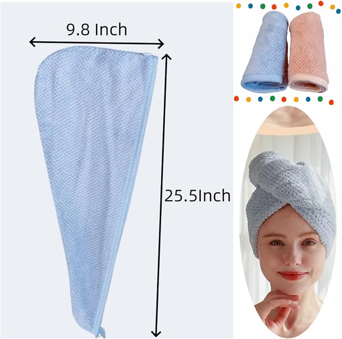 2 Pack Microfiber Hair Towel Wrap - Image 5