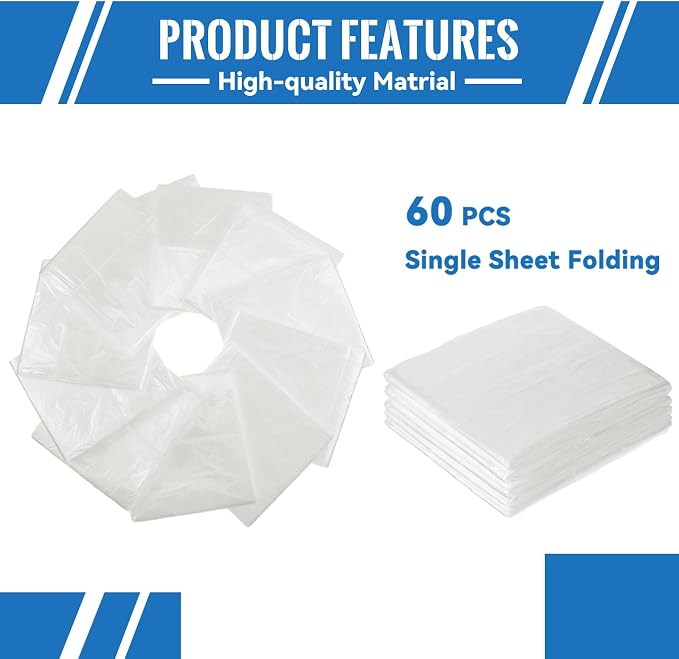 Teling 60 Pcs 60 Pcs Disposable Sauna Blanket Liners, 47x83 Inch Plastic Sheets - Image 3
