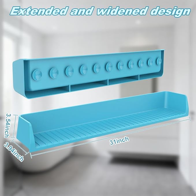 Bathtub Splash Guard for Kids, 2.6 FT Silicone Bathtub Play Shelf - Image 7