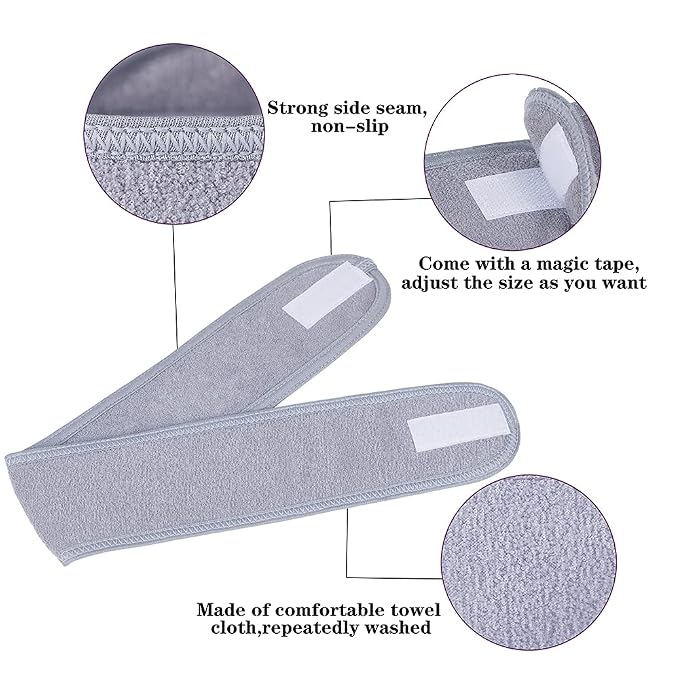 Facial Spa Headbands 4 PCS, Makeup Shower Bath Wrap Sport Headband Terry Cloth - Image 3