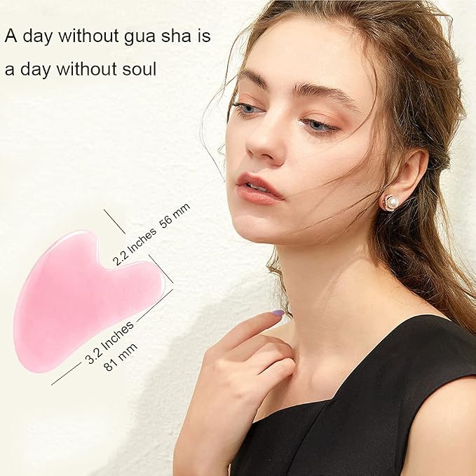 Ditind Rose Quartz Gua Sha Facial Tools, GuaSha - Image 3