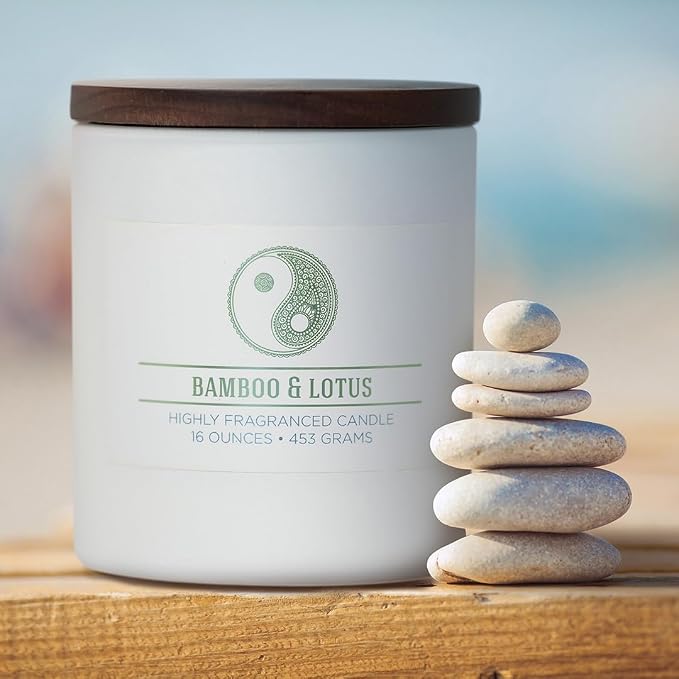 Carolina Bamboo Lotus Scented Candle, 16 oz Wellness Relaxing Aromatherapy - Image 5