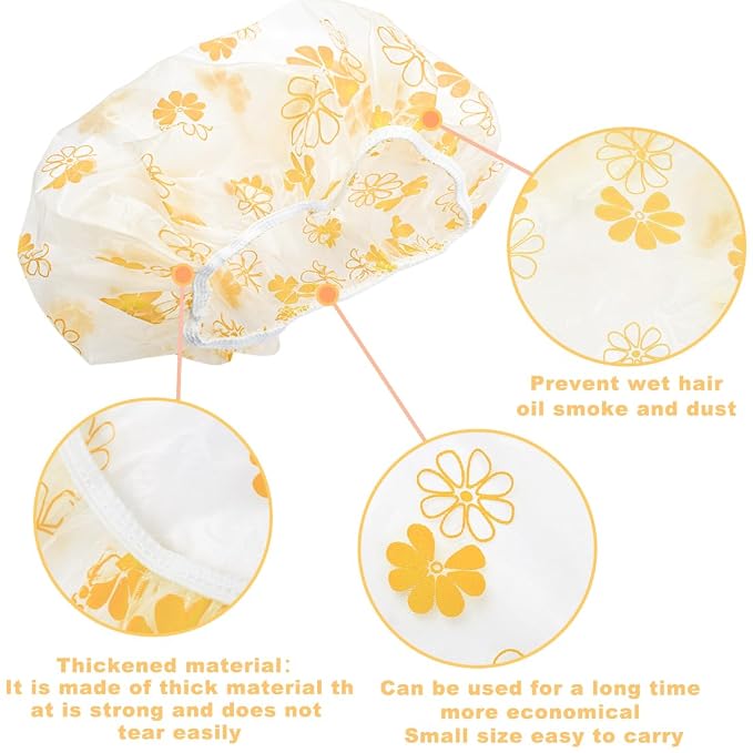 18Pcs Plastic Shower Caps for Women Waterproof Bath Caps Bathing Hair Cap - Image 3