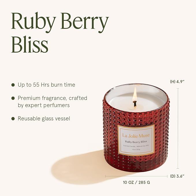LA JOLIE MUSE Ruby Berry Bliss Scented Candle| Mandarin, Cranberry & Plum | 10 - Image 6