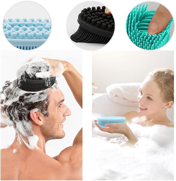 3 Pack Silicone Body Scrubber, Soft Silicone Loofah Exfoliating Body Scrubber - Image 4