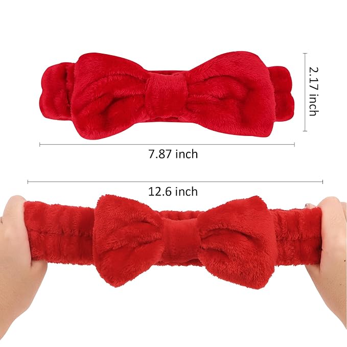 Ondder Spa Headband for Washing Face 8 Pack Red Skincare Headbands for Women - Image 6
