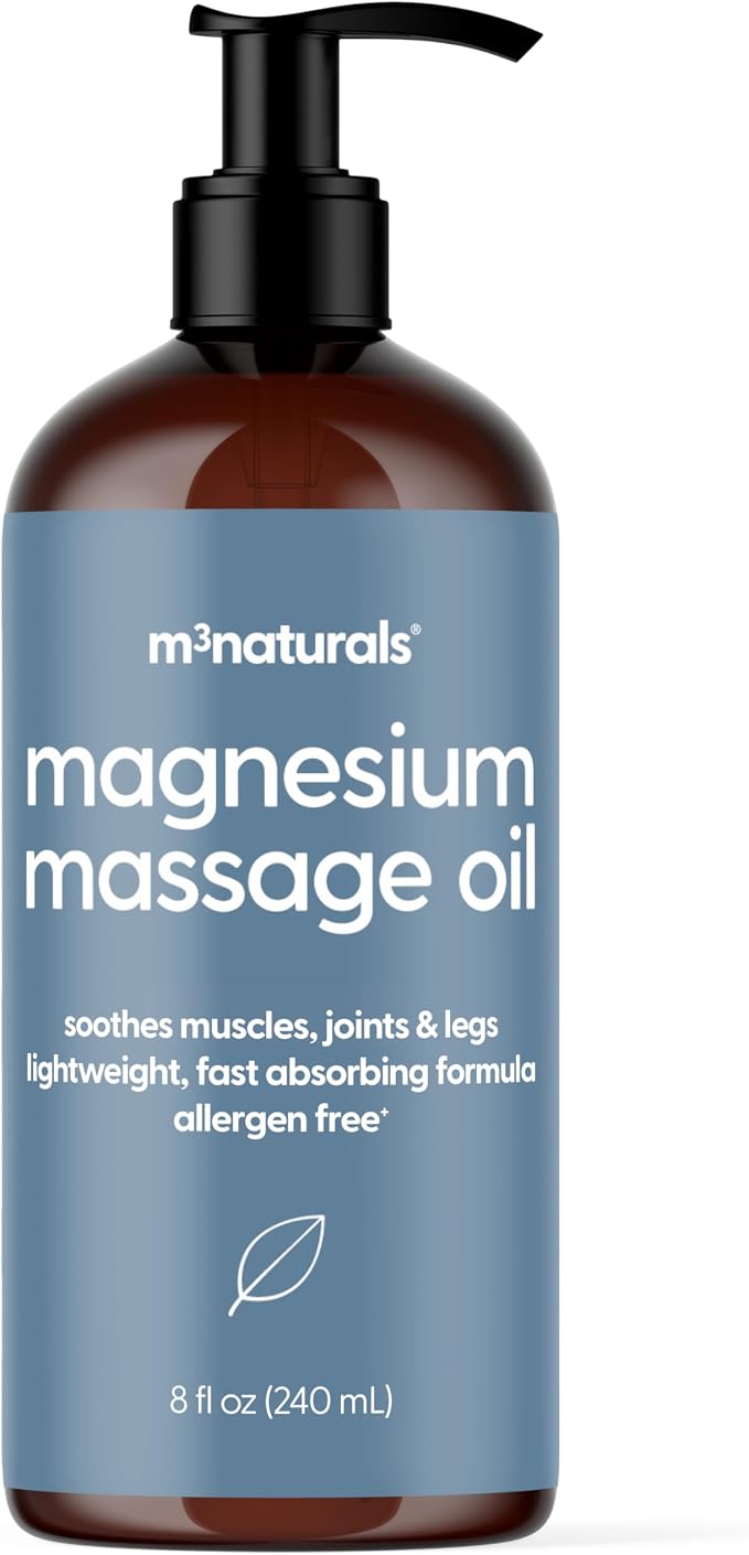 Magnesium Massage Oil for Sore Muscles, Joints and Leg Cramps, Helps by M3Naturals