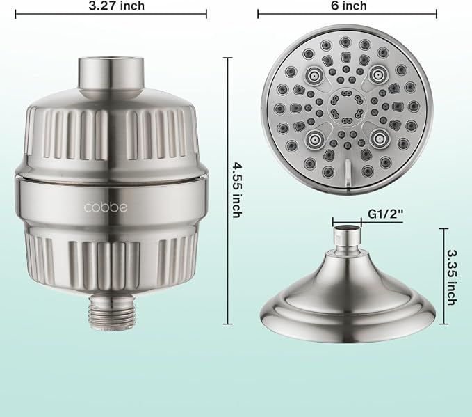 Cobbe 6-Setting High Pressure Filtered Shower Head Combo, Detachable Rain - Image 8