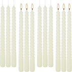 WPONSZU 10 Inch Ivory Spiral Taper Candle Set of 12 Pack Unscented Dripless - Image 8
