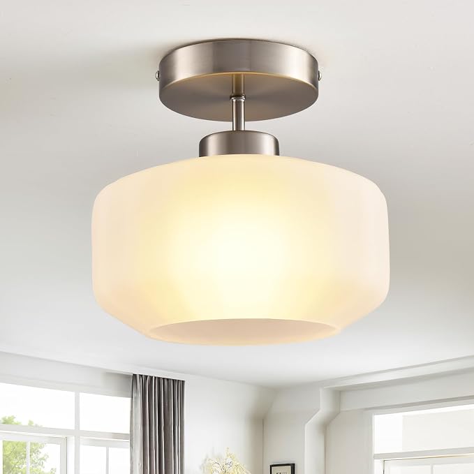 Industrial Nickel Matte Light Fixtures Ceiling Mount, - Image 9